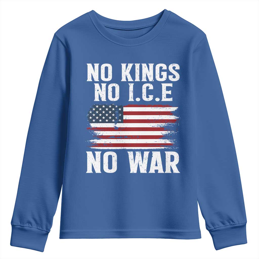 No Wars No Ice No Kings American Flag Youth Sweatshirt Patriotic Protest Anti War Human Rights