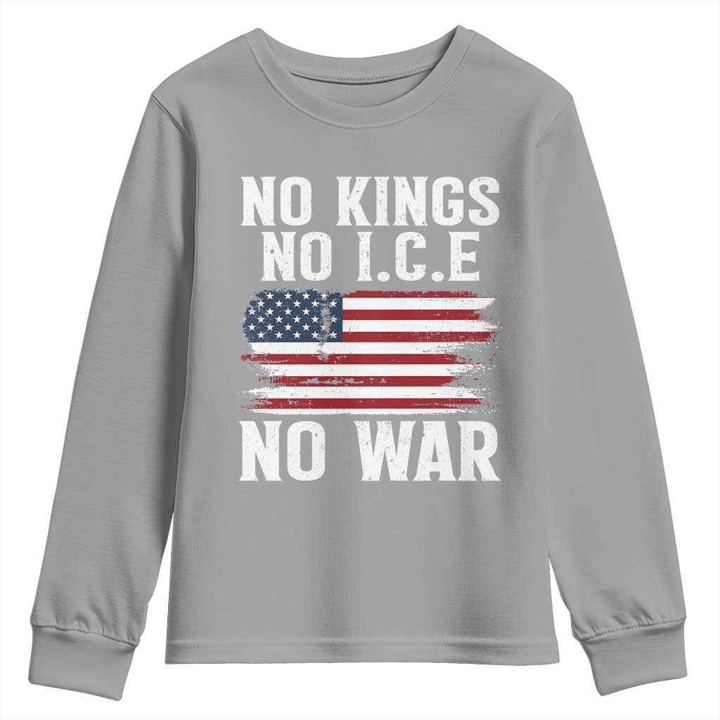 No Wars No Ice No Kings American Flag Youth Sweatshirt Patriotic Protest Anti War Human Rights