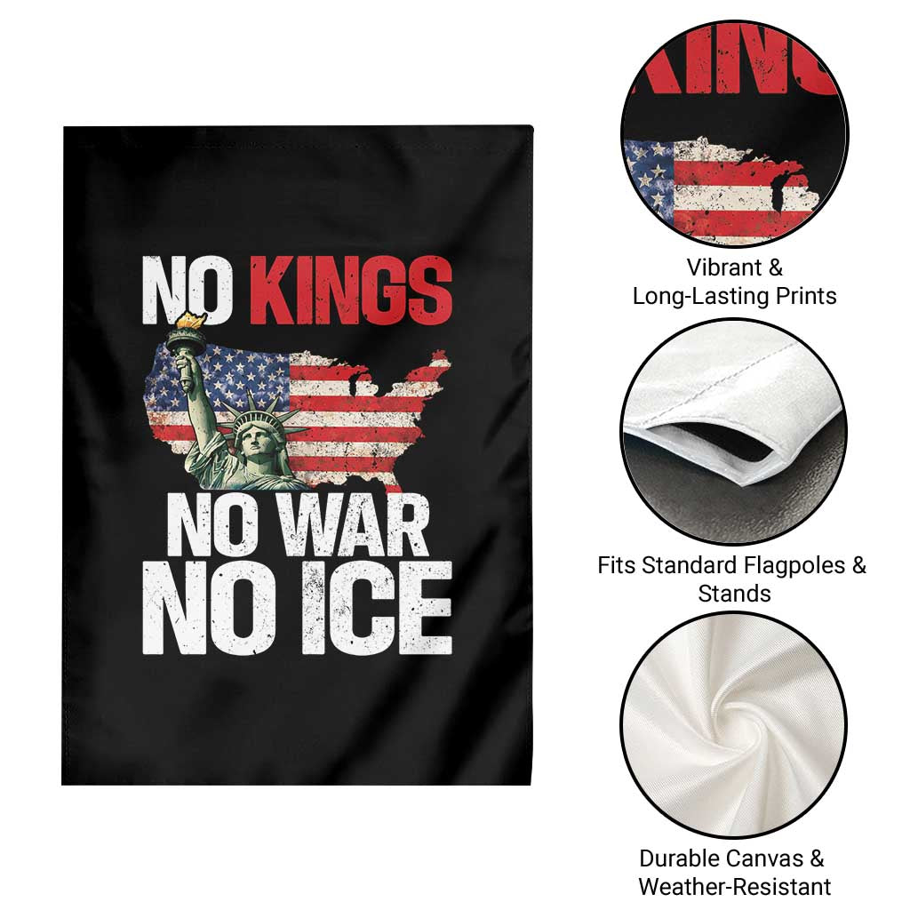 No Kings No Wars No Ice Statue of Liberty Garden Flag American Flag Patriotic Protest Freedom Democracy