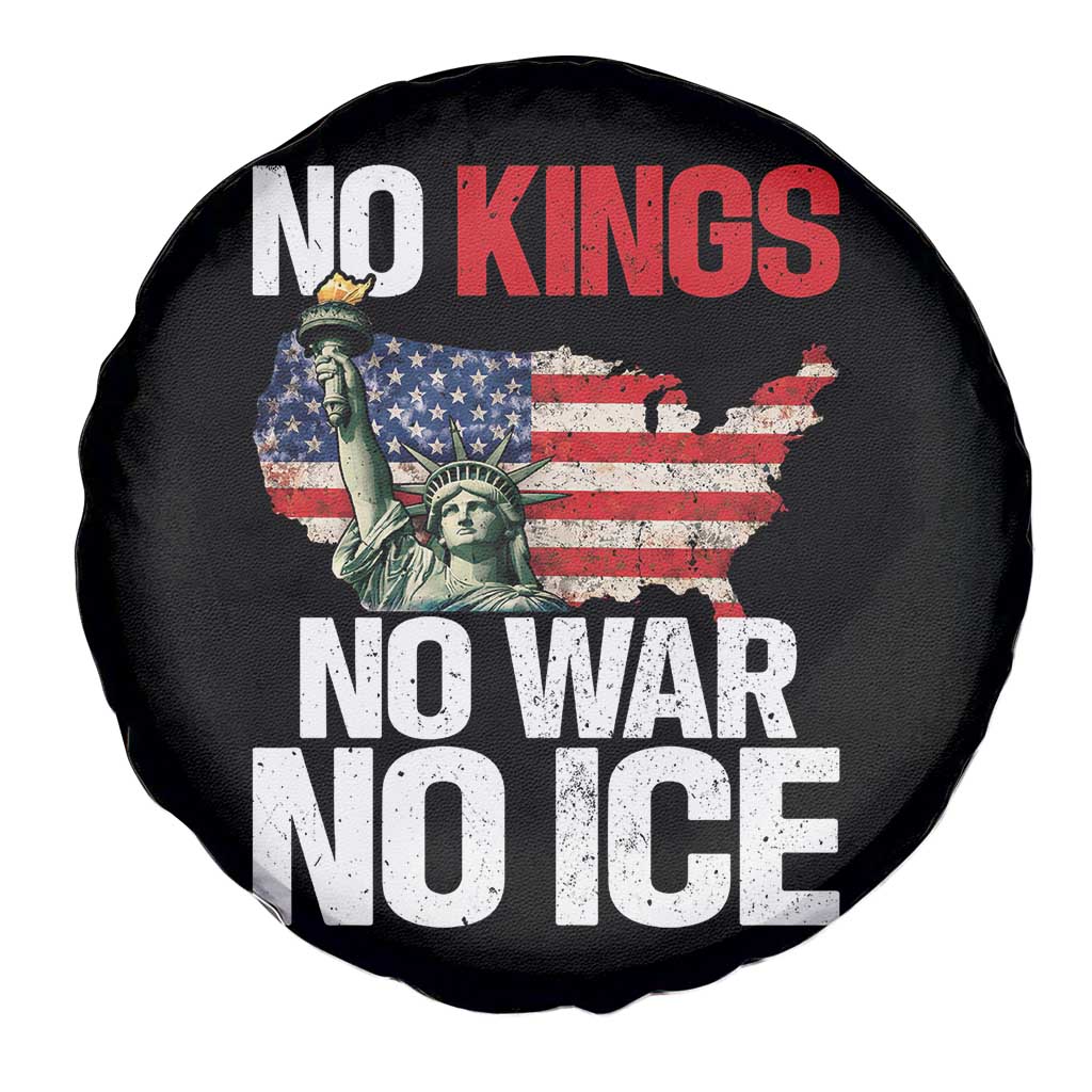 No Kings No Wars No Ice Statue of Liberty Spare Tire Cover American Flag Patriotic Protest Freedom Democracy