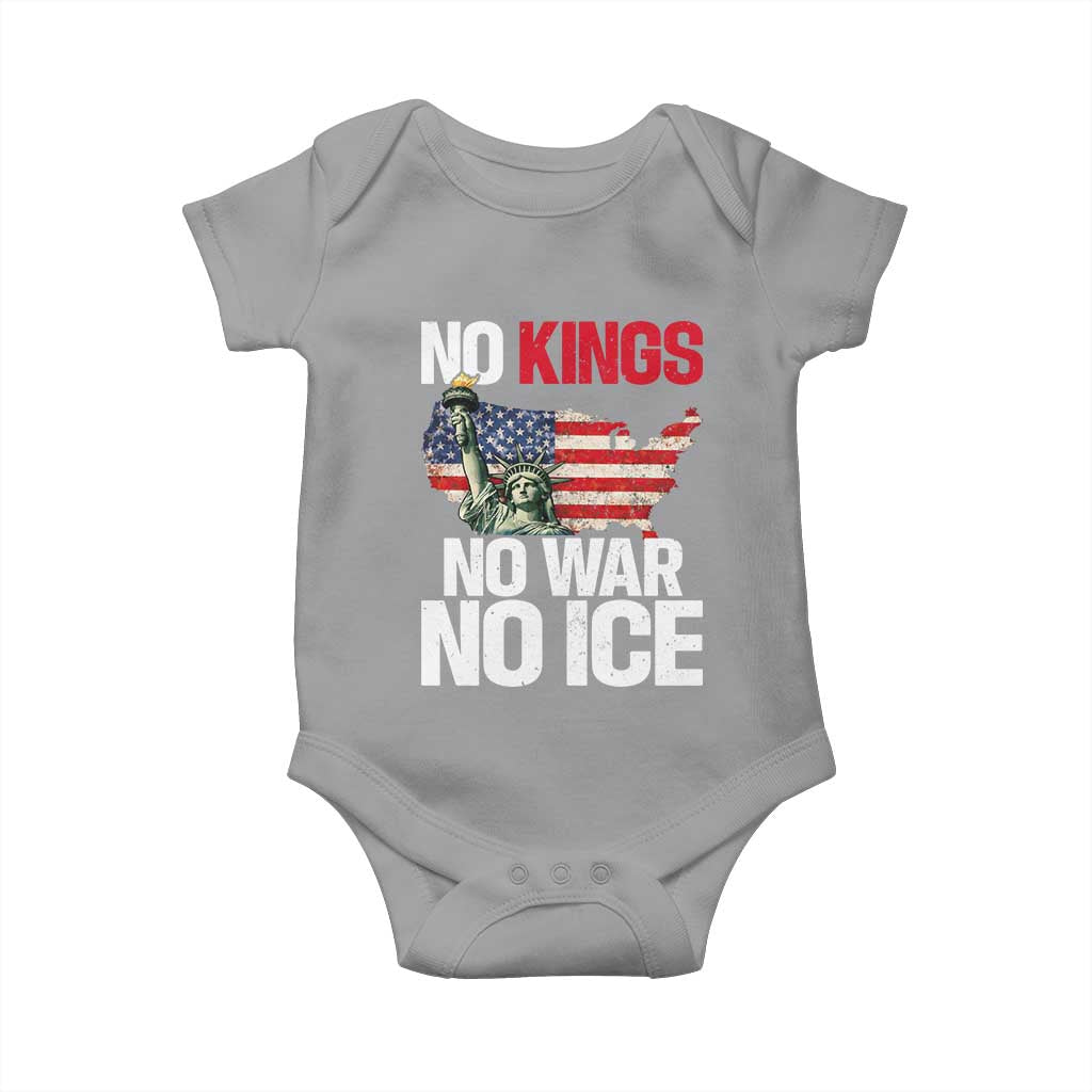 No Kings No Wars No Ice Statue of Liberty Baby Onesie American Flag Patriotic Protest Freedom Democracy