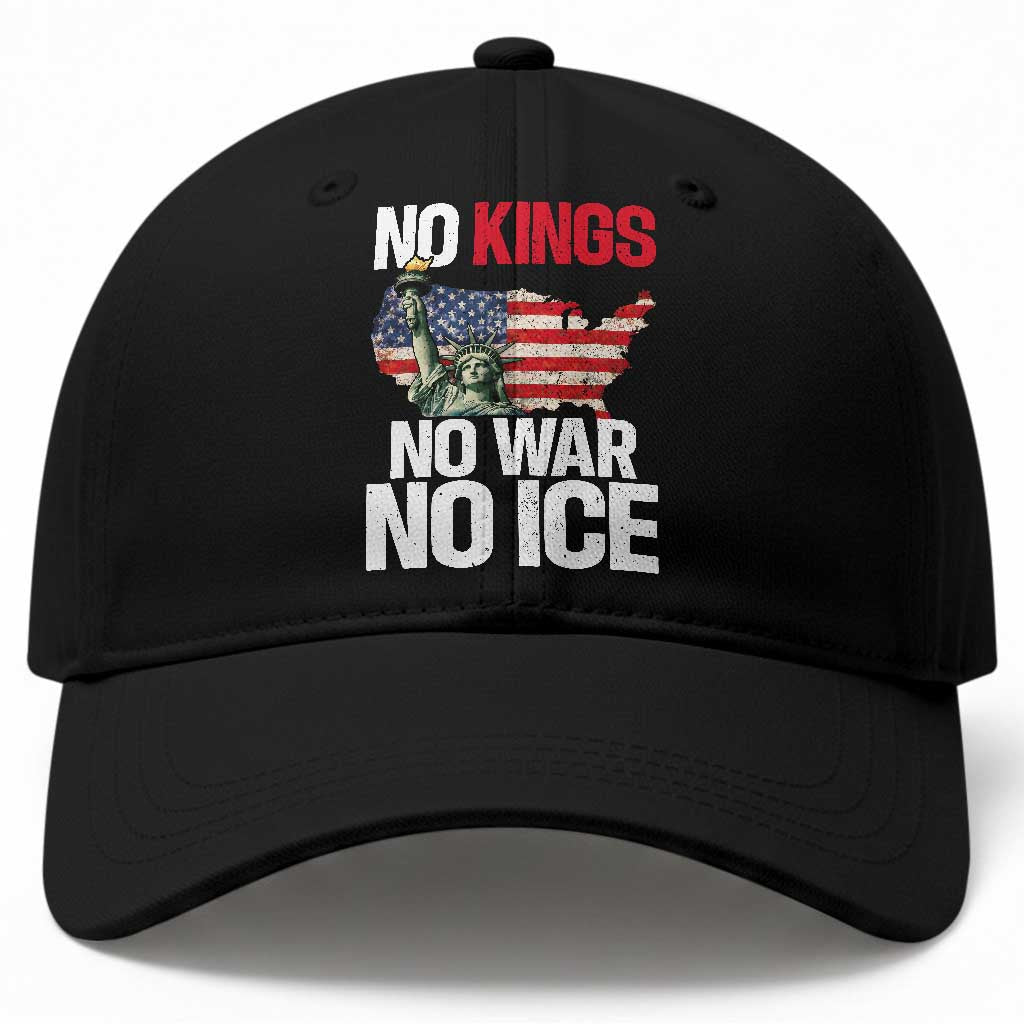 No Kings No Wars No Ice Statue of Liberty Baseball Cap American Flag Patriotic Protest Freedom Democracy