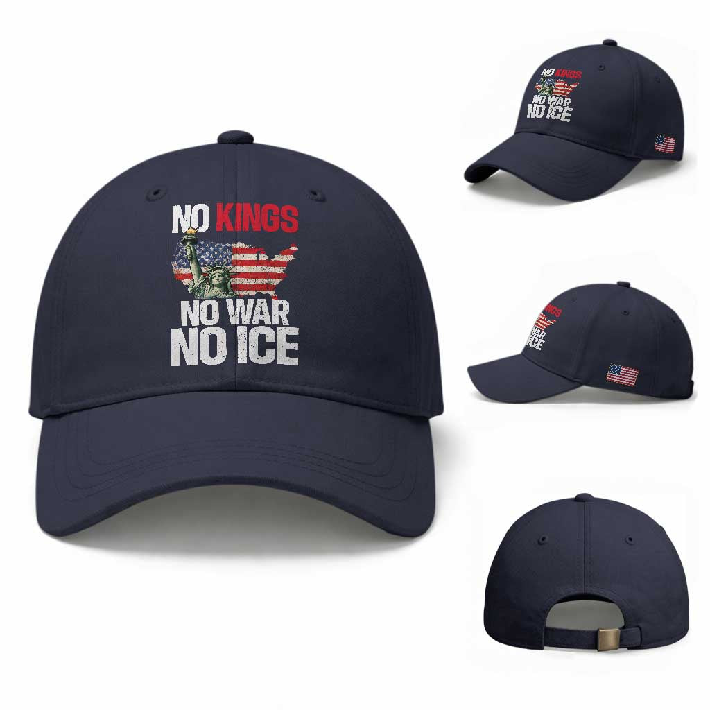No Kings No Wars No Ice Statue of Liberty Baseball Cap American Flag Patriotic Protest Freedom Democracy