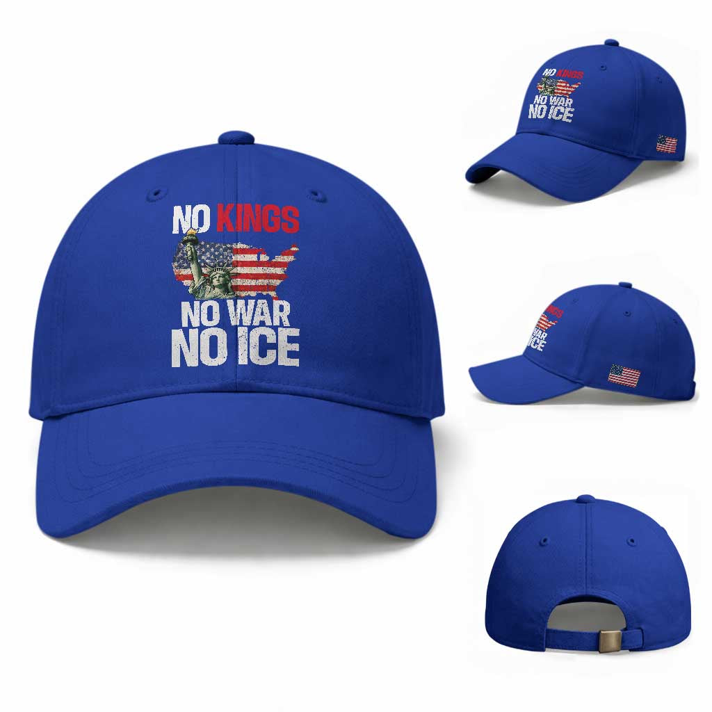 No Kings No Wars No Ice Statue of Liberty Baseball Cap American Flag Patriotic Protest Freedom Democracy