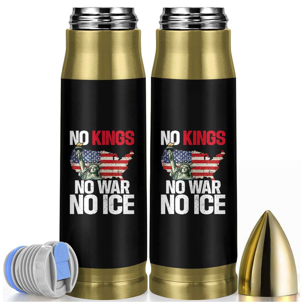 No Kings No Wars No Ice Statue of Liberty Bullet Tumbler American Flag Patriotic Protest Freedom Democracy