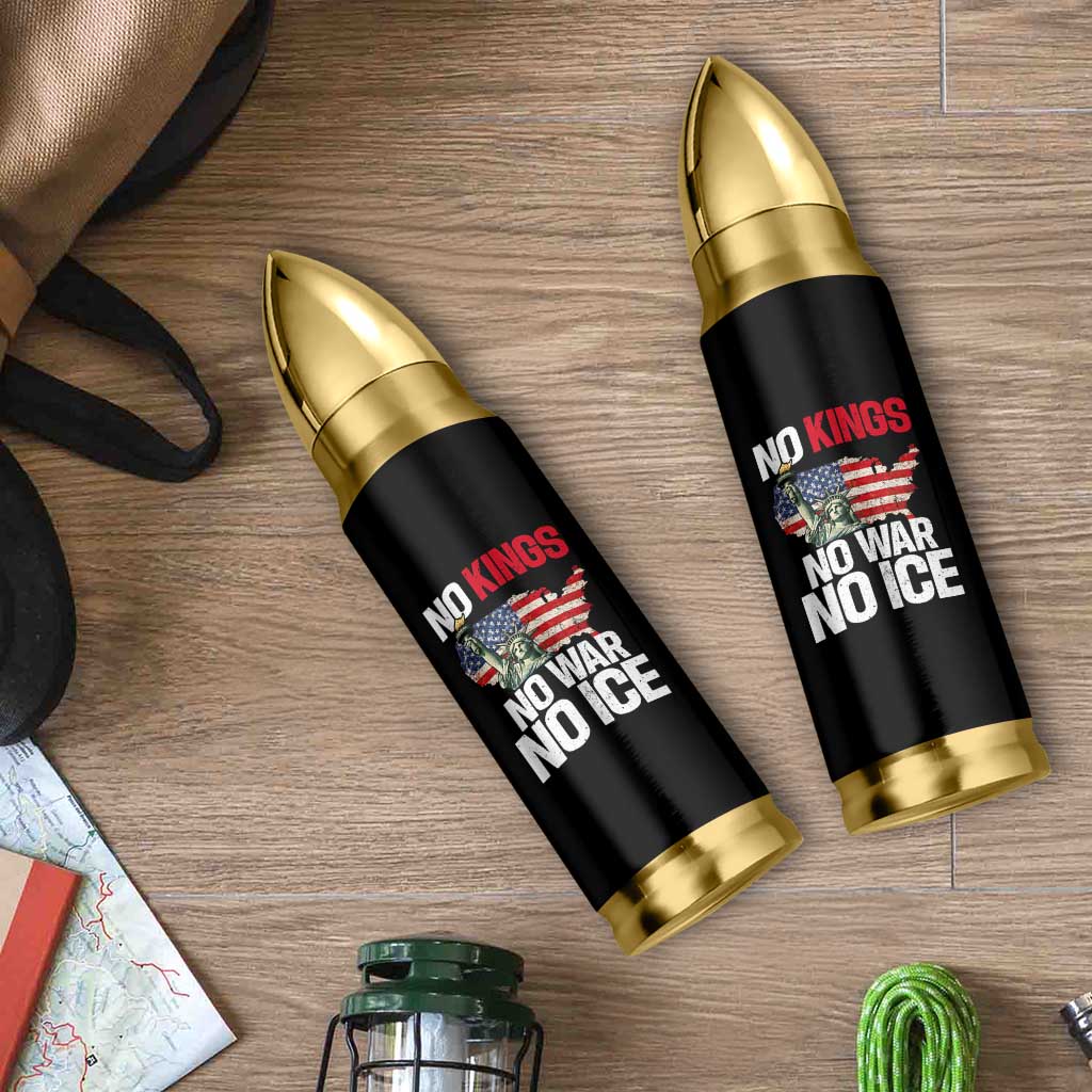 No Kings No Wars No Ice Statue of Liberty Bullet Tumbler American Flag Patriotic Protest Freedom Democracy