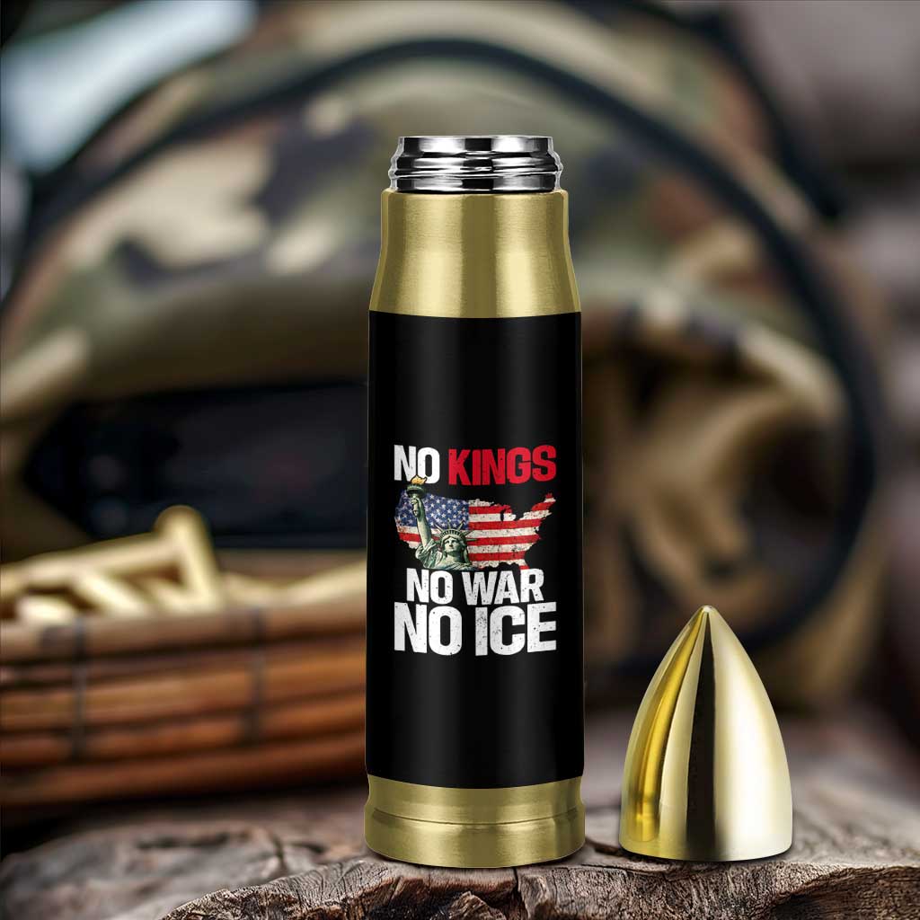 No Kings No Wars No Ice Statue of Liberty Bullet Tumbler American Flag Patriotic Protest Freedom Democracy
