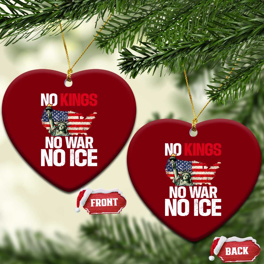 No Kings No Wars No Ice Statue of Liberty Ceramic Ornament American Flag Patriotic Protest Freedom Democracy