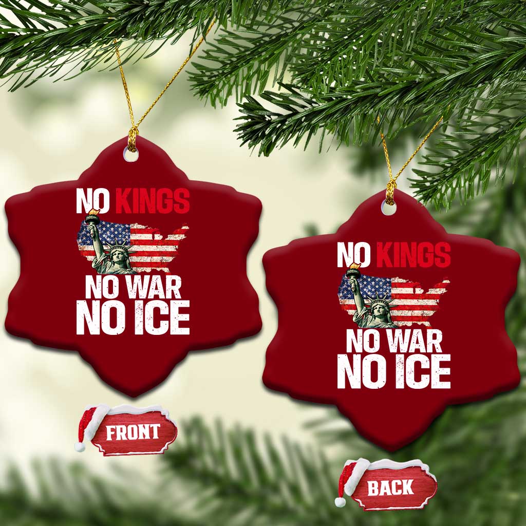 No Kings No Wars No Ice Statue of Liberty Ceramic Ornament American Flag Patriotic Protest Freedom Democracy