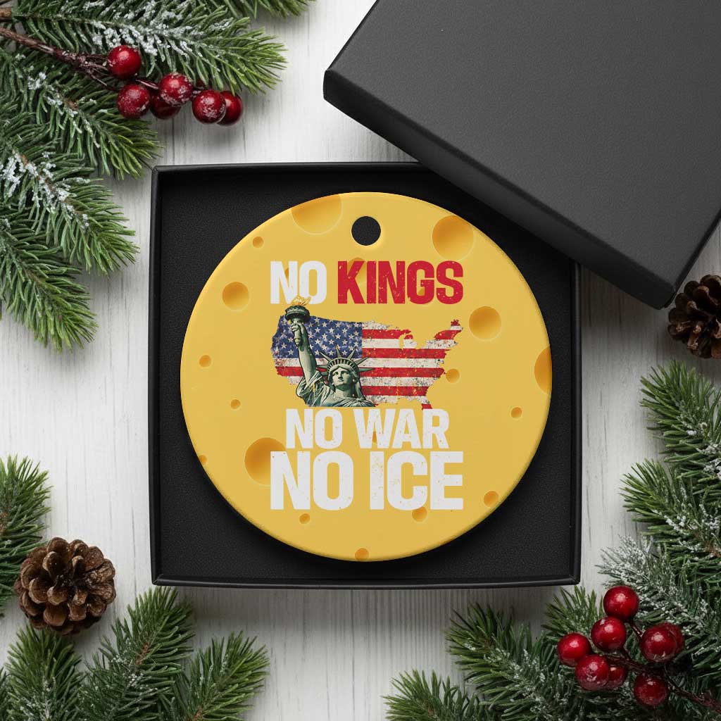 No Kings No Wars No Ice Statue of Liberty Ceramic Ornament American Flag Patriotic Protest Freedom Democracy