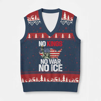 No Kings No Wars No Ice Statue of Liberty V-Neck Knit Sweater Vest American Flag Patriotic Protest Freedom Democracy