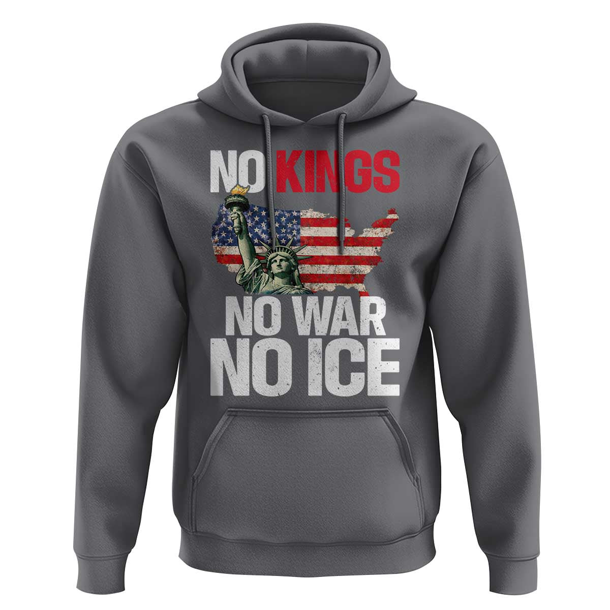 No Kings No Wars No Ice Statue of Liberty Hoodie American Flag Patriotic Protest Freedom Democracy