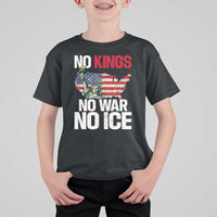 No Kings No Wars No Ice Statue of Liberty T Shirt For Kid American Flag Patriotic Protest Freedom Democracy