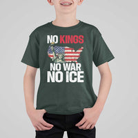 No Kings No Wars No Ice Statue of Liberty T Shirt For Kid American Flag Patriotic Protest Freedom Democracy