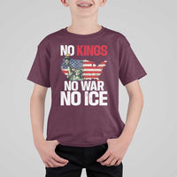 No Kings No Wars No Ice Statue of Liberty T Shirt For Kid American Flag Patriotic Protest Freedom Democracy