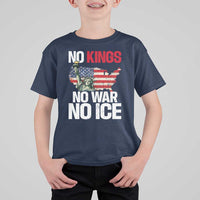 No Kings No Wars No Ice Statue of Liberty T Shirt For Kid American Flag Patriotic Protest Freedom Democracy