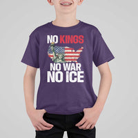 No Kings No Wars No Ice Statue of Liberty T Shirt For Kid American Flag Patriotic Protest Freedom Democracy