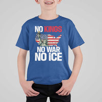 No Kings No Wars No Ice Statue of Liberty T Shirt For Kid American Flag Patriotic Protest Freedom Democracy