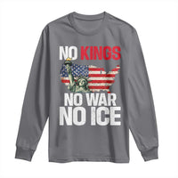 No Kings No Wars No Ice Statue of Liberty Long Sleeve Shirt American Flag Patriotic Protest Freedom Democracy