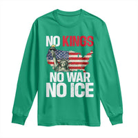No Kings No Wars No Ice Statue of Liberty Long Sleeve Shirt American Flag Patriotic Protest Freedom Democracy