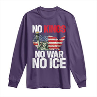 No Kings No Wars No Ice Statue of Liberty Long Sleeve Shirt American Flag Patriotic Protest Freedom Democracy