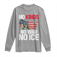 No Kings No Wars No Ice Statue of Liberty Long Sleeve Shirt American Flag Patriotic Protest Freedom Democracy