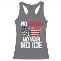 No Kings No Wars No Ice Statue of Liberty Racerback Tank Top American Flag Patriotic Protest Freedom Democracy