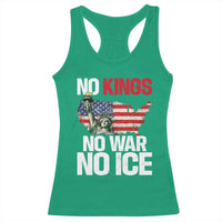 No Kings No Wars No Ice Statue of Liberty Racerback Tank Top American Flag Patriotic Protest Freedom Democracy