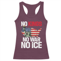 No Kings No Wars No Ice Statue of Liberty Racerback Tank Top American Flag Patriotic Protest Freedom Democracy