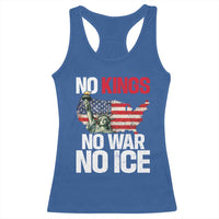 No Kings No Wars No Ice Statue of Liberty Racerback Tank Top American Flag Patriotic Protest Freedom Democracy