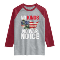 No Kings No Wars No Ice Statue of Liberty Raglan Shirt American Flag Patriotic Protest Freedom Democracy