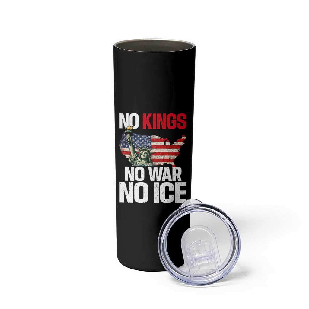 No Kings No Wars No Ice Statue of Liberty Skinny Tumbler American Flag Patriotic Protest Freedom Democracy