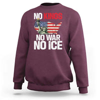 No Kings No Wars No Ice Statue of Liberty Sweatshirt American Flag Patriotic Protest Freedom Democracy