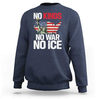 No Kings No Wars No Ice Statue of Liberty Sweatshirt American Flag Patriotic Protest Freedom Democracy