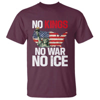 No Kings No Wars No Ice Statue of Liberty T Shirt American Flag Patriotic Protest Freedom Democracy
