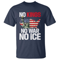No Kings No Wars No Ice Statue of Liberty T Shirt American Flag Patriotic Protest Freedom Democracy