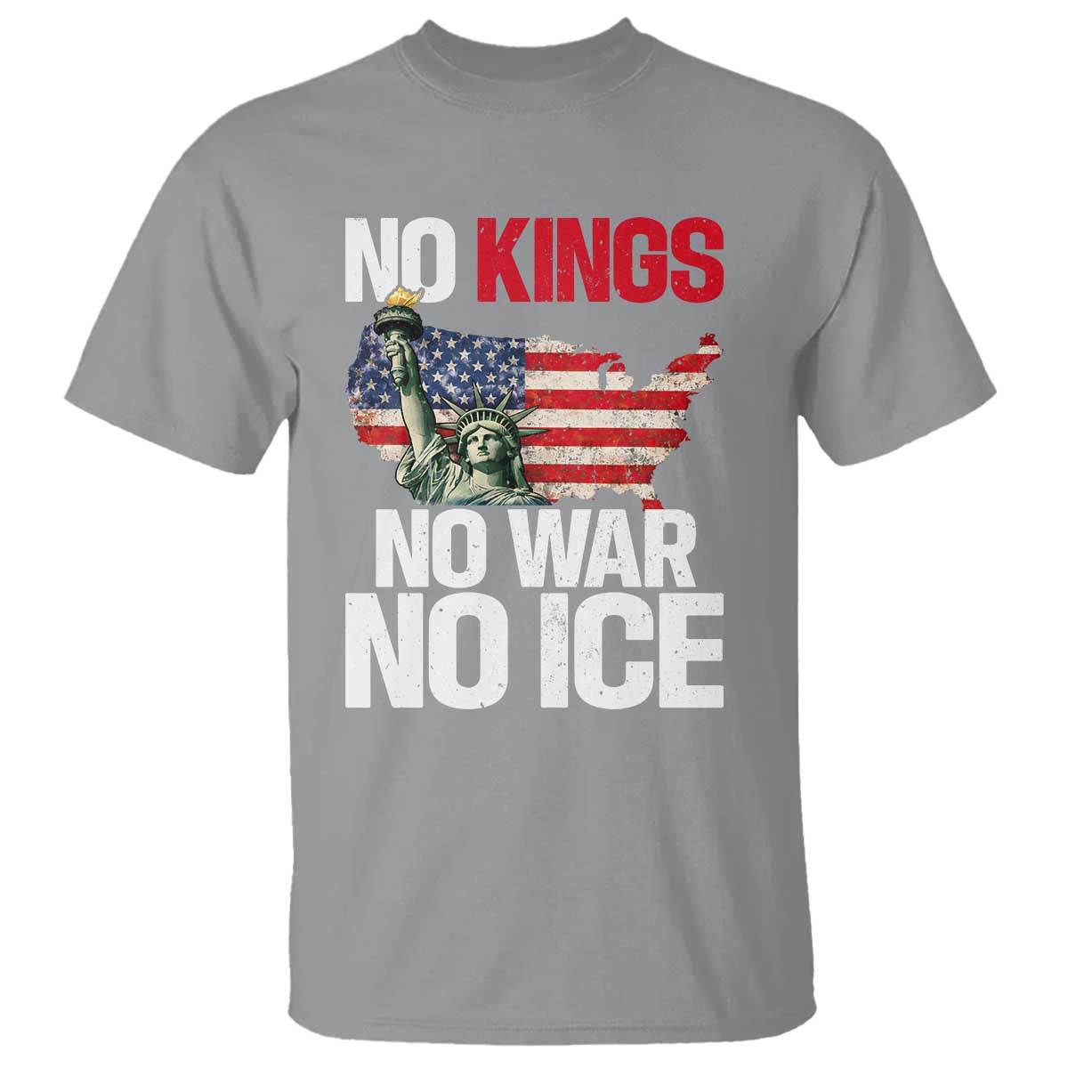 No Kings No Wars No Ice Statue of Liberty T Shirt American Flag Patriotic Protest Freedom Democracy