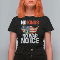 No Kings No Wars No Ice Statue of Liberty T Shirt For Women American Flag Patriotic Protest Freedom Democracy