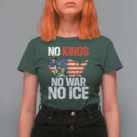 No Kings No Wars No Ice Statue of Liberty T Shirt For Women American Flag Patriotic Protest Freedom Democracy