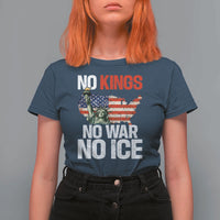 No Kings No Wars No Ice Statue of Liberty T Shirt For Women American Flag Patriotic Protest Freedom Democracy