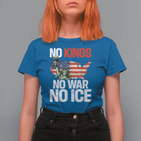 No Kings No Wars No Ice Statue of Liberty T Shirt For Women American Flag Patriotic Protest Freedom Democracy