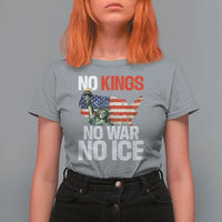 No Kings No Wars No Ice Statue of Liberty T Shirt For Women American Flag Patriotic Protest Freedom Democracy