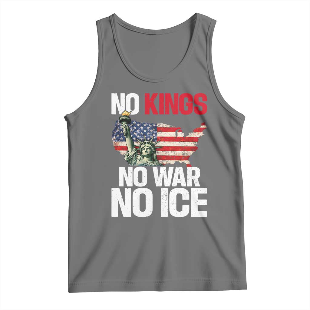 No Kings No Wars No Ice Statue of Liberty Tank Top American Flag Patriotic Protest Freedom Democracy