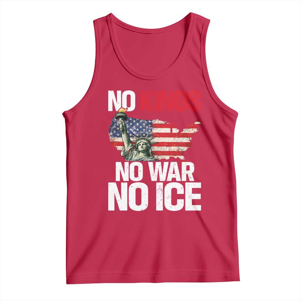 No Kings No Wars No Ice Statue of Liberty Tank Top American Flag Patriotic Protest Freedom Democracy