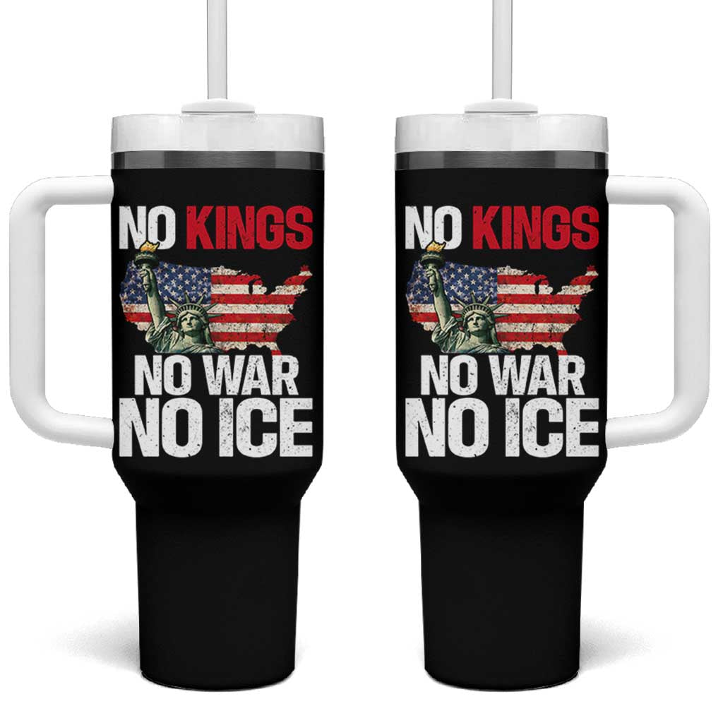 No Kings No Wars No Ice Statue of Liberty Tumbler With Handle American Flag Patriotic Protest Freedom Democracy