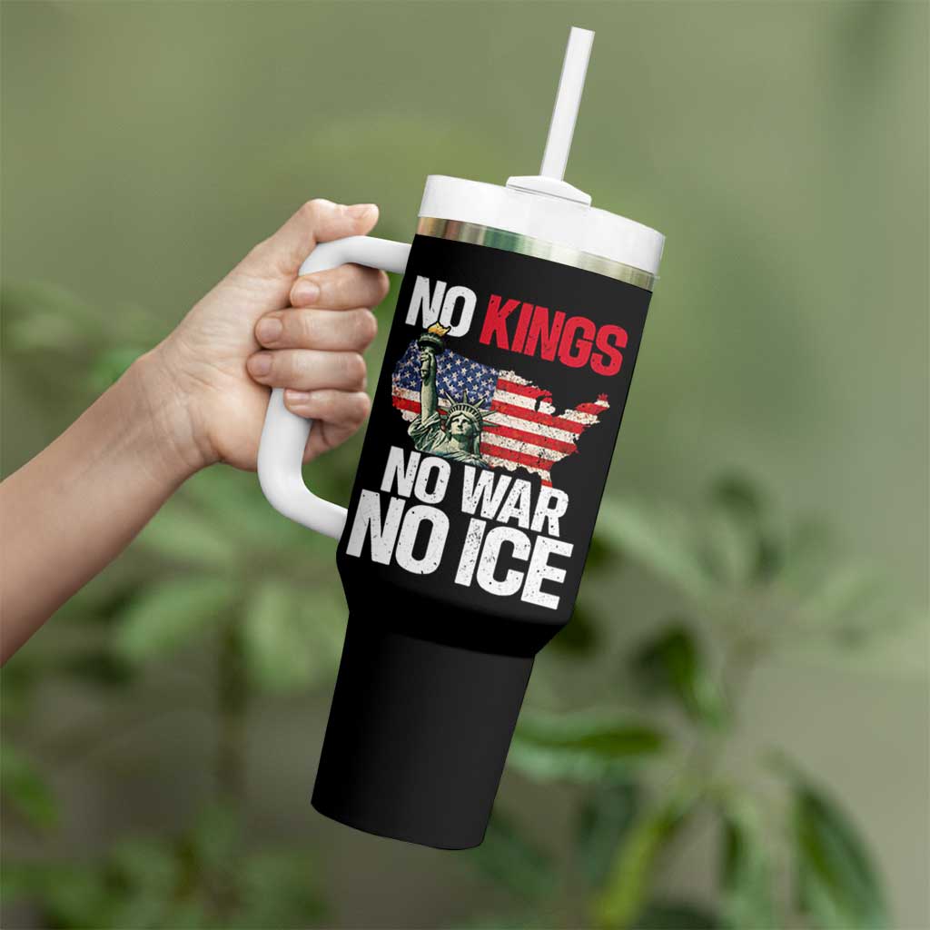 No Kings No Wars No Ice Statue of Liberty Tumbler With Handle American Flag Patriotic Protest Freedom Democracy