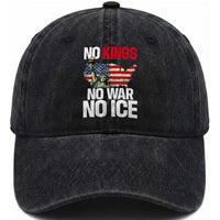 No Kings No Wars No Ice Statue of Liberty Washed Cotton Baseball Cap American Flag Patriotic Protest Freedom Democracy