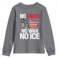 No Kings No Wars No Ice Statue of Liberty Youth Sweatshirt American Flag Patriotic Protest Freedom Democracy