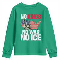 No Kings No Wars No Ice Statue of Liberty Youth Sweatshirt American Flag Patriotic Protest Freedom Democracy