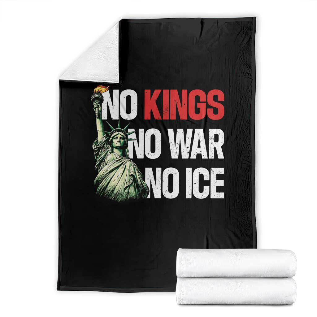 No Kings No Wars No Ice Statue of Liberty Throw Blanket American Flag Patriotic Protest Human Rights